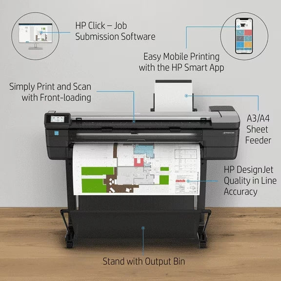 Refurbished Factory Price CAD Drawing Machine Used Inkjet Plotter For HP Designjet T730 T830 Plotter